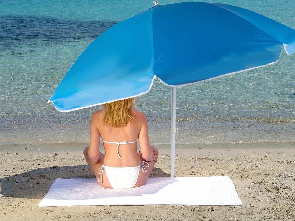 PLAŻOWY PARASOL DUŻY NIEBIESKI SZARY OCHRONA SŁOŃCE WIATR SOLIDNY TRWAŁY